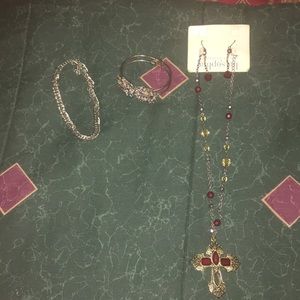 2 brackets and 1 necklace with earrings